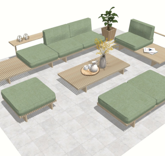 户外休闲组合沙发 庭院沙发桌椅 庭院景观