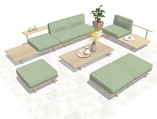 户外休闲组合沙发 庭院沙发桌椅 庭院景观