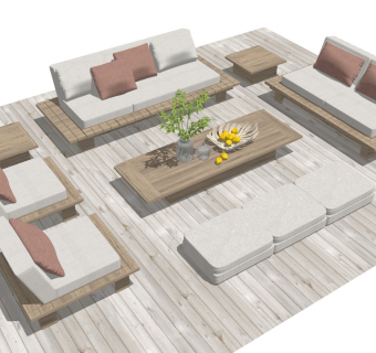 户外休闲组合沙发 庭院沙发桌椅 庭院景观