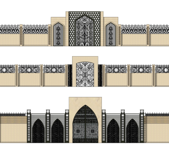 欧式景墙围墙 大门入口 雕花雕塑