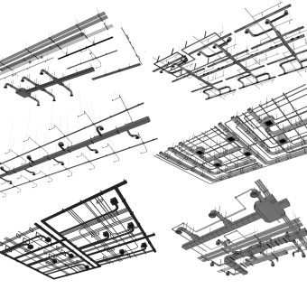 工业风天花吊顶 天花管道管线 明管