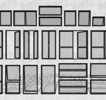 现代室内门窗组合 阳台窗门 平开窗推拉窗