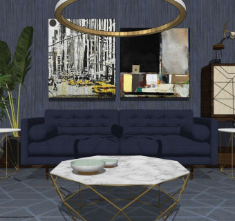 室内现代客厅 客厅沙发桌椅茶几 储物柜 室内盆栽