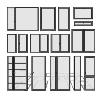 现代室内门窗组合 阳台门办公门 平开窗平开门