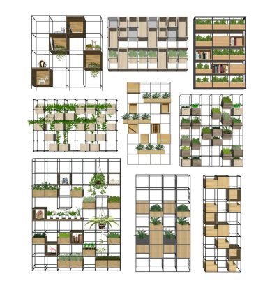 栅格置物架 装饰植物柜架