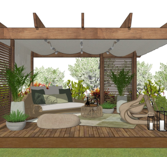 休闲庭院 花架凉棚 户外沙发座椅 植物景观