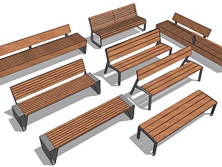 现代景观座椅户外椅凳 <em>木椅</em>公园椅凳