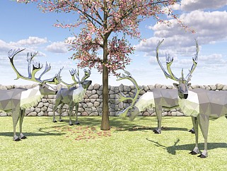 现代<em>麋鹿雕塑</em>景观小品 金属雕塑 动物雕塑