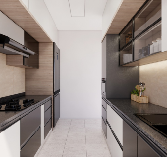 现代居家厨房 小型厨房 厨房电器 橱柜厨具 冰箱