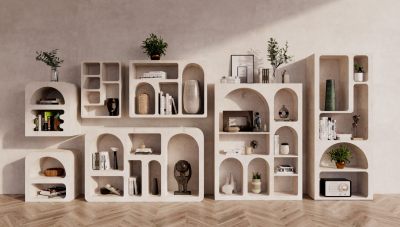 侘寂风置物柜装饰柜  侘寂风摆件绿植