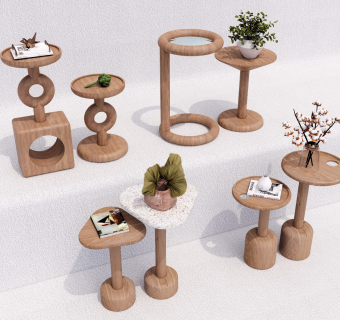 侘寂风木边几角几茶几  桌子桌几 木凳