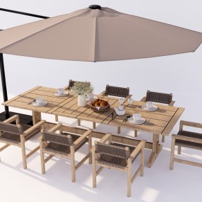 现代户外桌椅组合 餐桌 太阳伞户