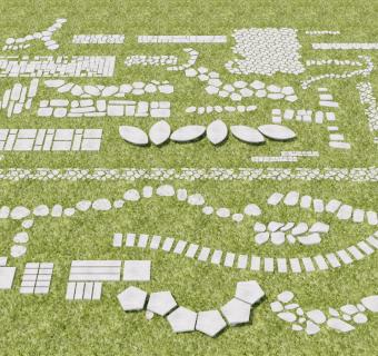 中式园林汀步 青石板路石板石径 景观道路园林铺装