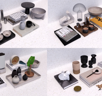 现在室内装饰摆件组合 书籍陶瓷饰品陈设软装