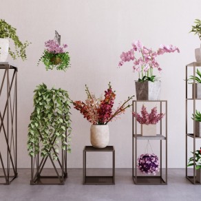 现代植物盆栽组合 灌木花草 室内绿植摆件装饰