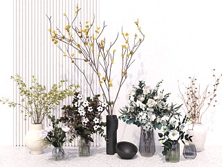 现代室内植物盆栽 装饰摆件 观赏草 花瓶花艺鲜花