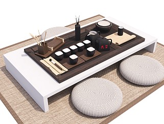 日式茶桌椅 茶台茶桌 餐具 茶室 矮桌坐垫地毯