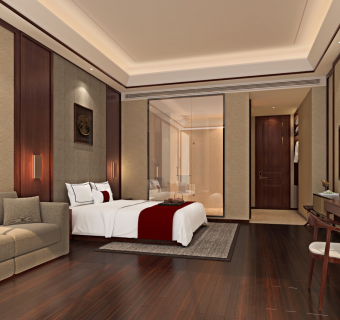 民宿客房，酒店客房，大床房，网红酒店客房，特色客房，酒店卫生间，床，豪华大床房