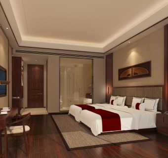 民宿客房，酒店客房，双床房，网红酒店客房，特色客房，酒店卫生间，床，豪华双人房