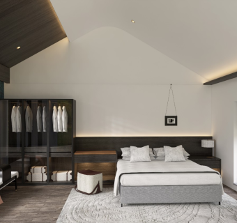 别墅客房，别墅主卧，别墅卧室，民宿客房，酒店客房，大床房，衣柜，网红酒店客房