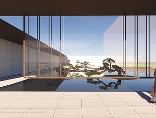 现代新中式禅意，廊架，水景