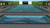 新中式大区泳池SU模型