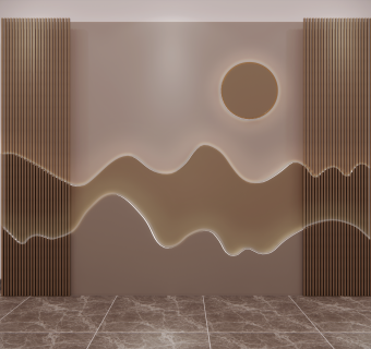 新中式轻奢木格栅背景墙