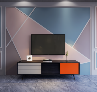 现代几何电视背景墙