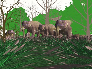 大象 自然世界 <em>草原</em>绿地植物SU模型