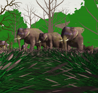大象 自然世界 草原绿地植物SU模型