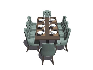 古典风格餐桌椅SU模型