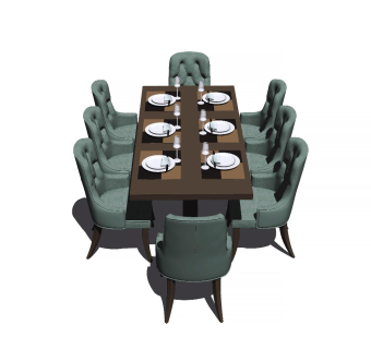 古典风格餐桌椅SU模型