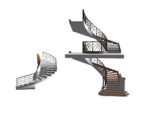 欧式风格旋转楼梯SU模型
