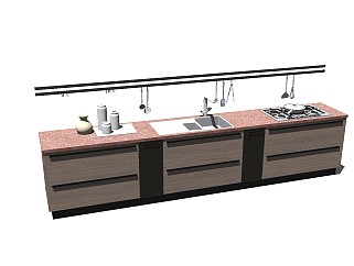现代风格厨房台面SU模型