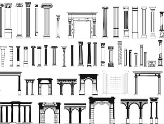 欧式立面罗马柱施工图_其他CAD图纸