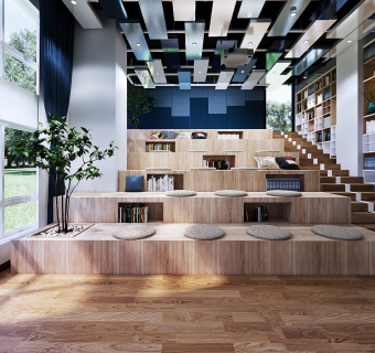 现代图书馆阅览区阶梯教室SU模型