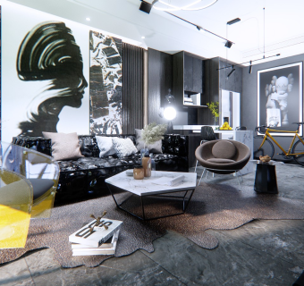 工业风客厅幽灵椅自行车沙发组合