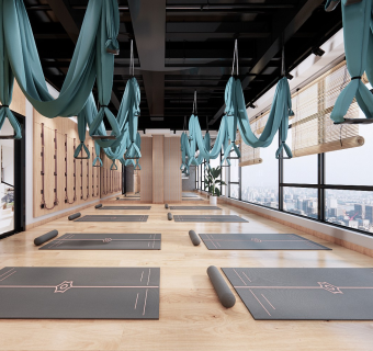 现代 绿色 健身 瑜伽室 SU模型