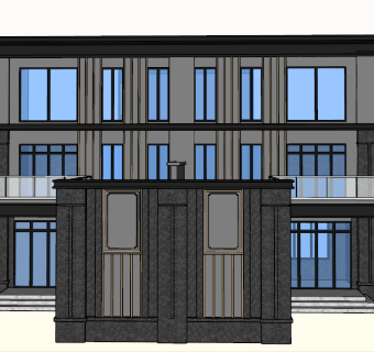 某三联排合院SU模型下载