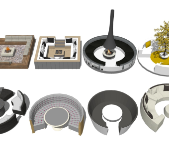 圆形多人沙发组合