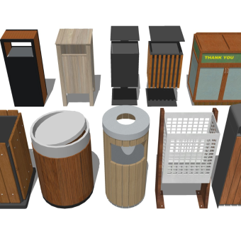 户外木制垃圾桶