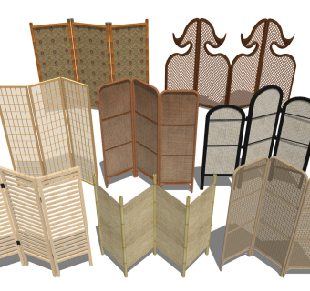 竹编隔断 木制屏风