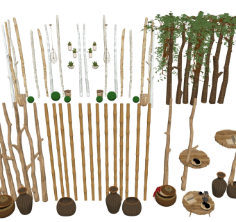 树杆屏风 树根屏风