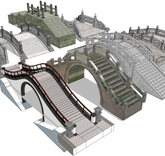 中式石拱桥 庭院桥