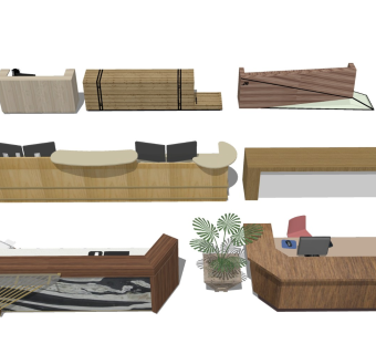 公司前台 实木接待处