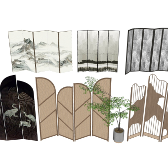 中式折叠屏风 山水隔断