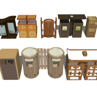 户外实木垃圾桶