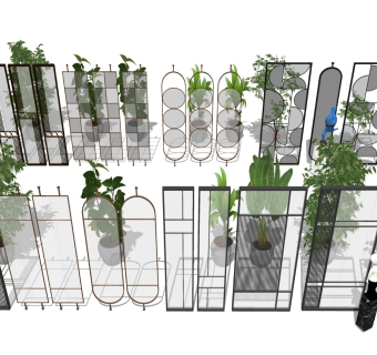 绿植屏风 玻璃镂空隔断