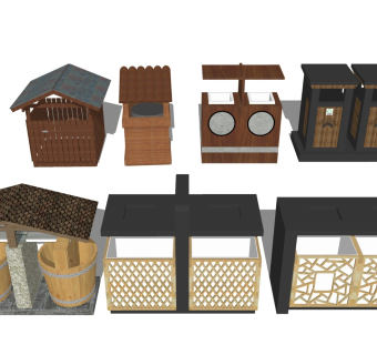 户外木制垃圾桶