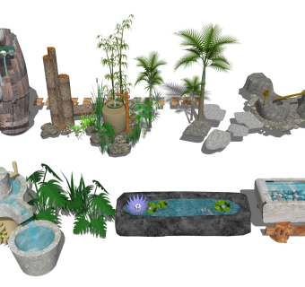 中式水池 庭院水塘